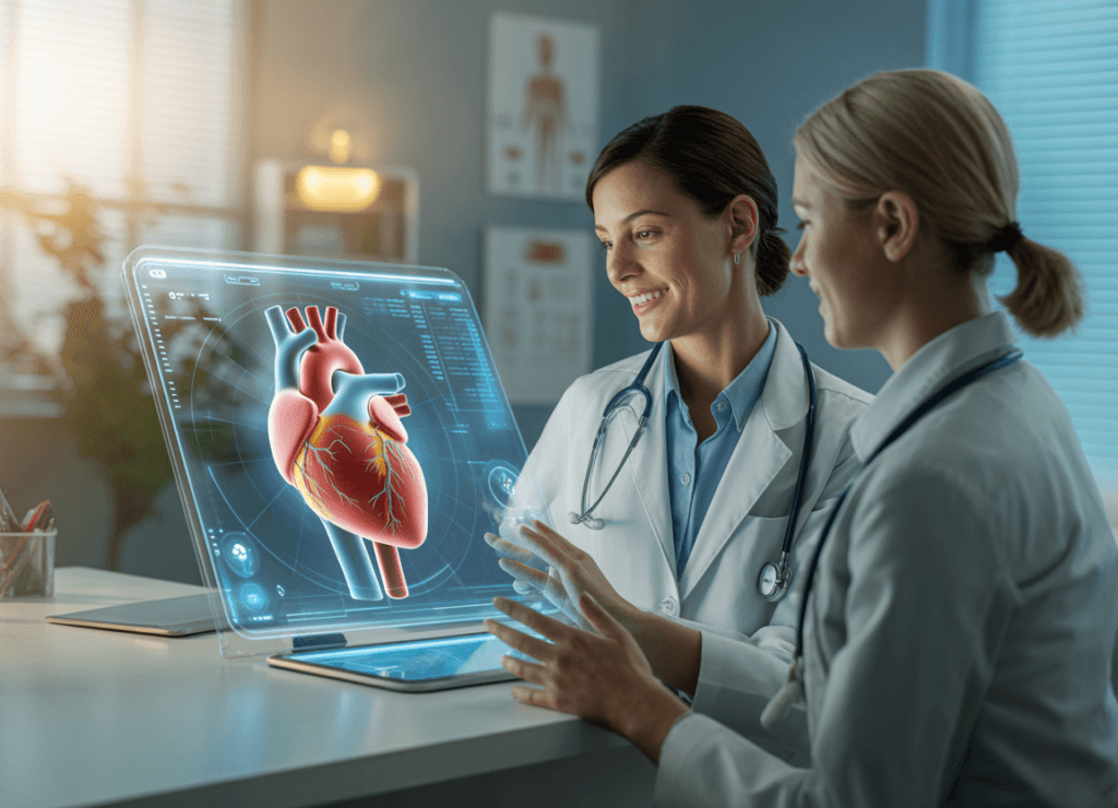 ideogram v3.0 A hyper realistic 16 9 lifestyle photo. A clean modern US doctor s office in 202 0